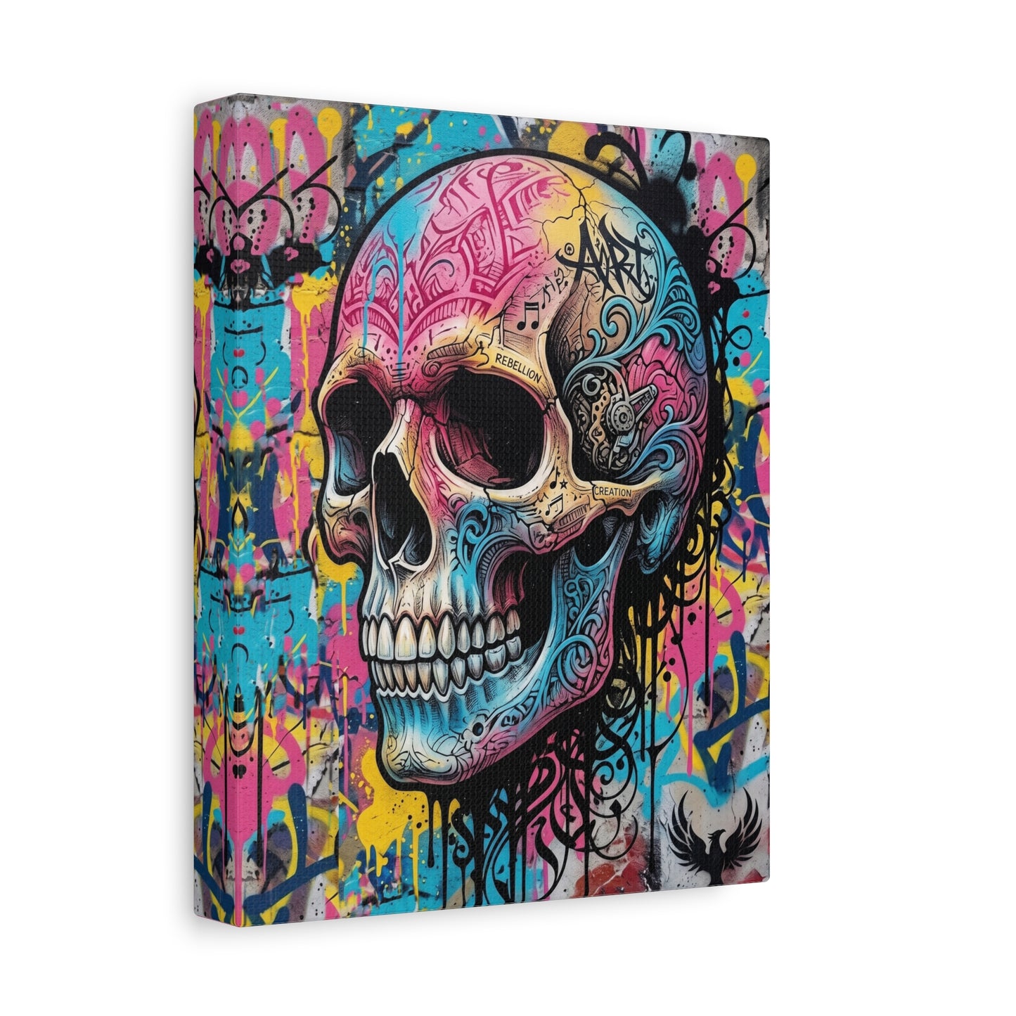 Vibrant Graffiti Skull Canvas