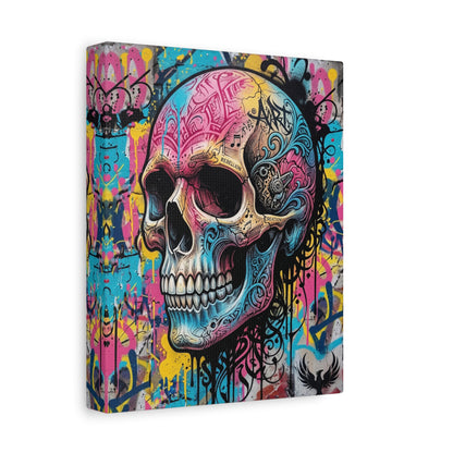 Vibrant Graffiti Skull Canvas