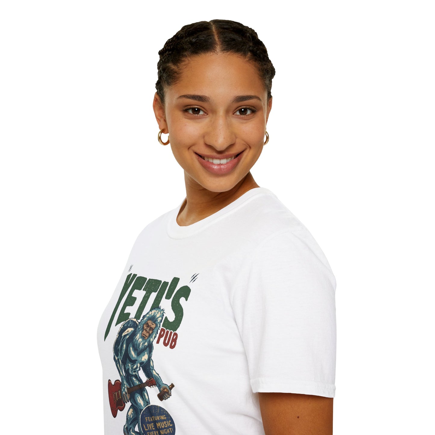 Yeti's Pub Graphic T-Shirt — Vintage Rock Band Snowman Design
