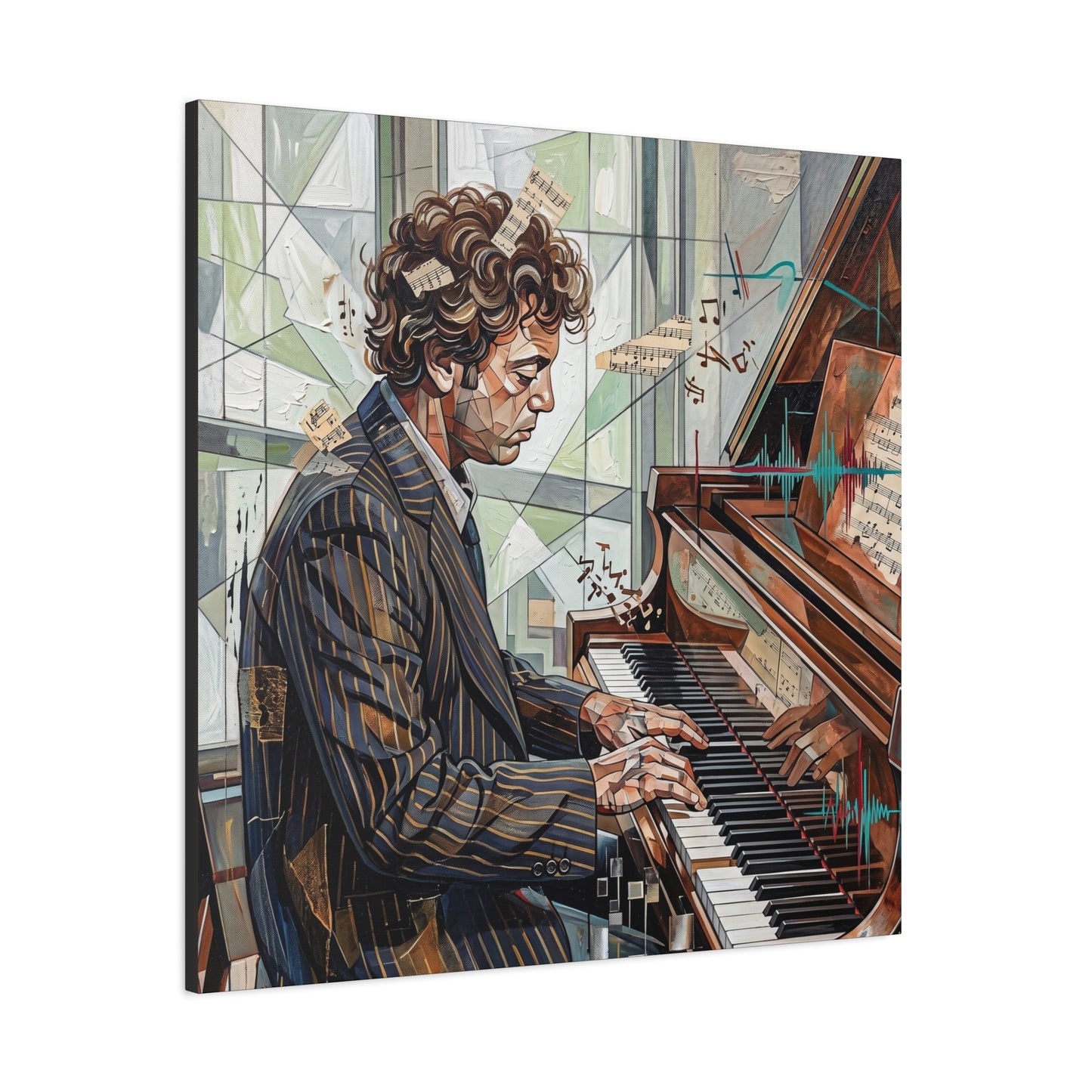 Piano Man Joel Canvas Wall Art — Abstract Character Portrait