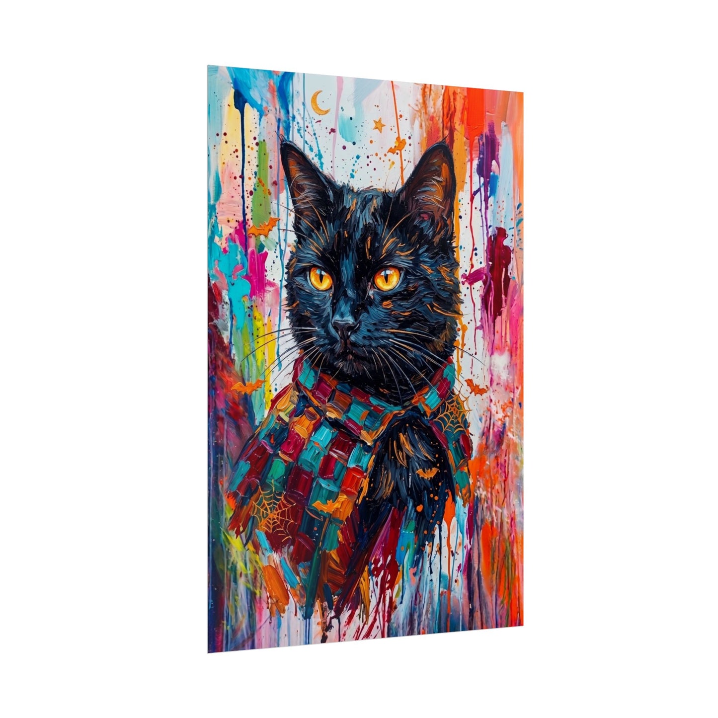 Colorful Cat Poster — Vibrant Black Cat Wall Art (Rolled Poster)