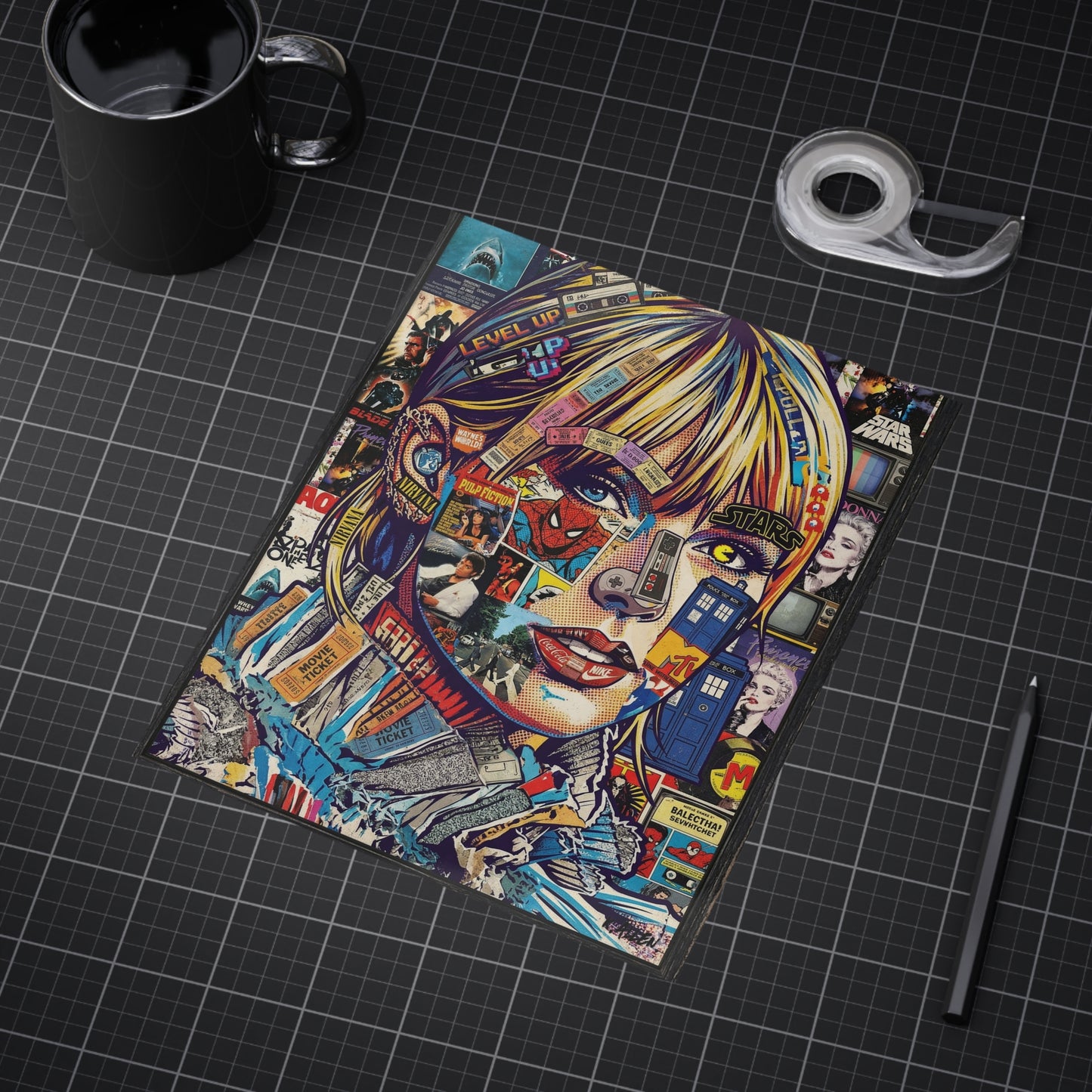 Pop Culture Collage Portrait Print — Colorful Retro Movie & TV Art Print