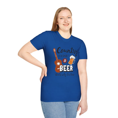 Country Music & Beer T-Shirt — "Country Music & Beer That's Why I'm Here" Graphic Tee