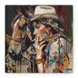 Western Collage Horse & Cowgirl Matte Canvas Wall Art - Stretched 1.25"