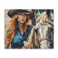 Cowgirl & Horse Collage Matte Canvas Print — Western Collage Art Wall Decor