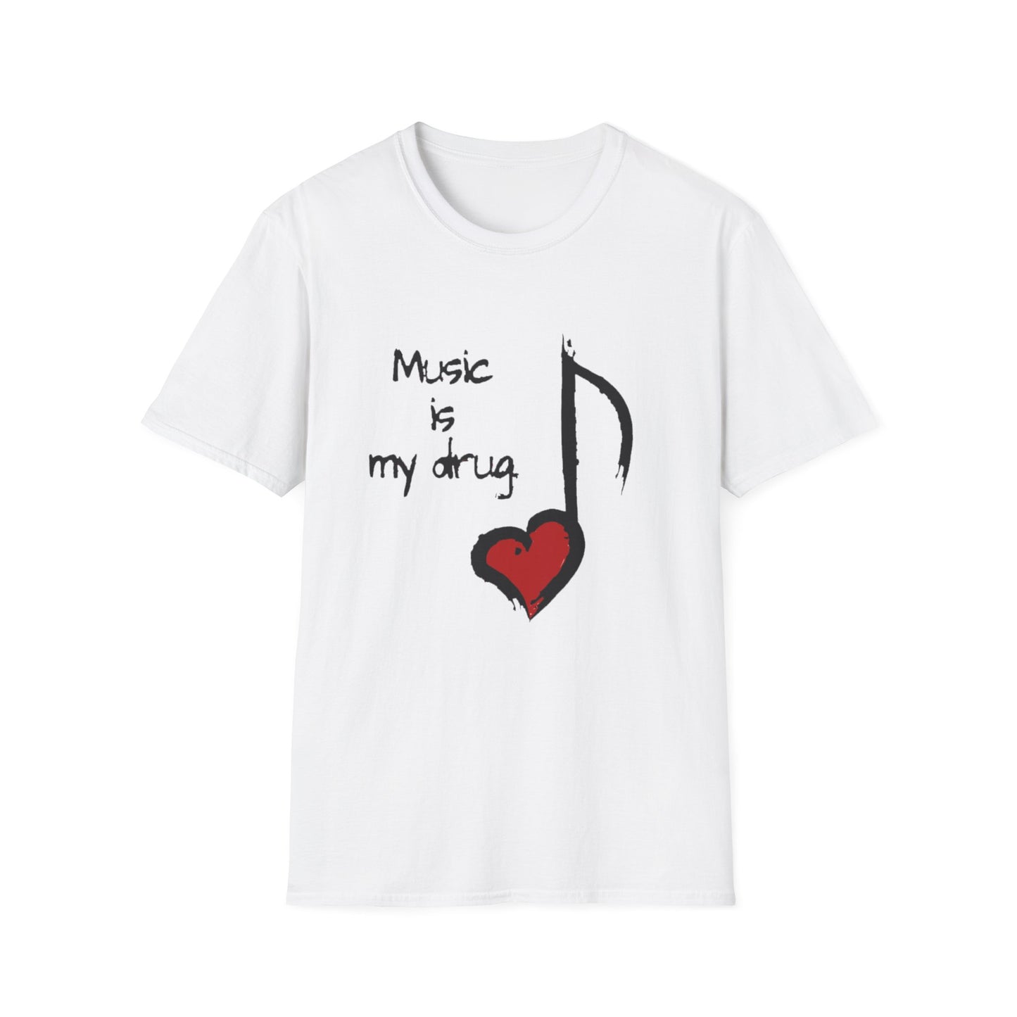 Music Is My Drug T-Shirt – Heart Note Graphic Tee for Musicians & Music Lovers