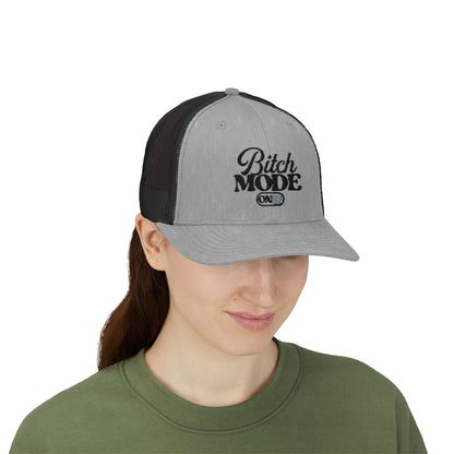 Trucker Cap — "Bitch Mode On" Embroidered Snapback