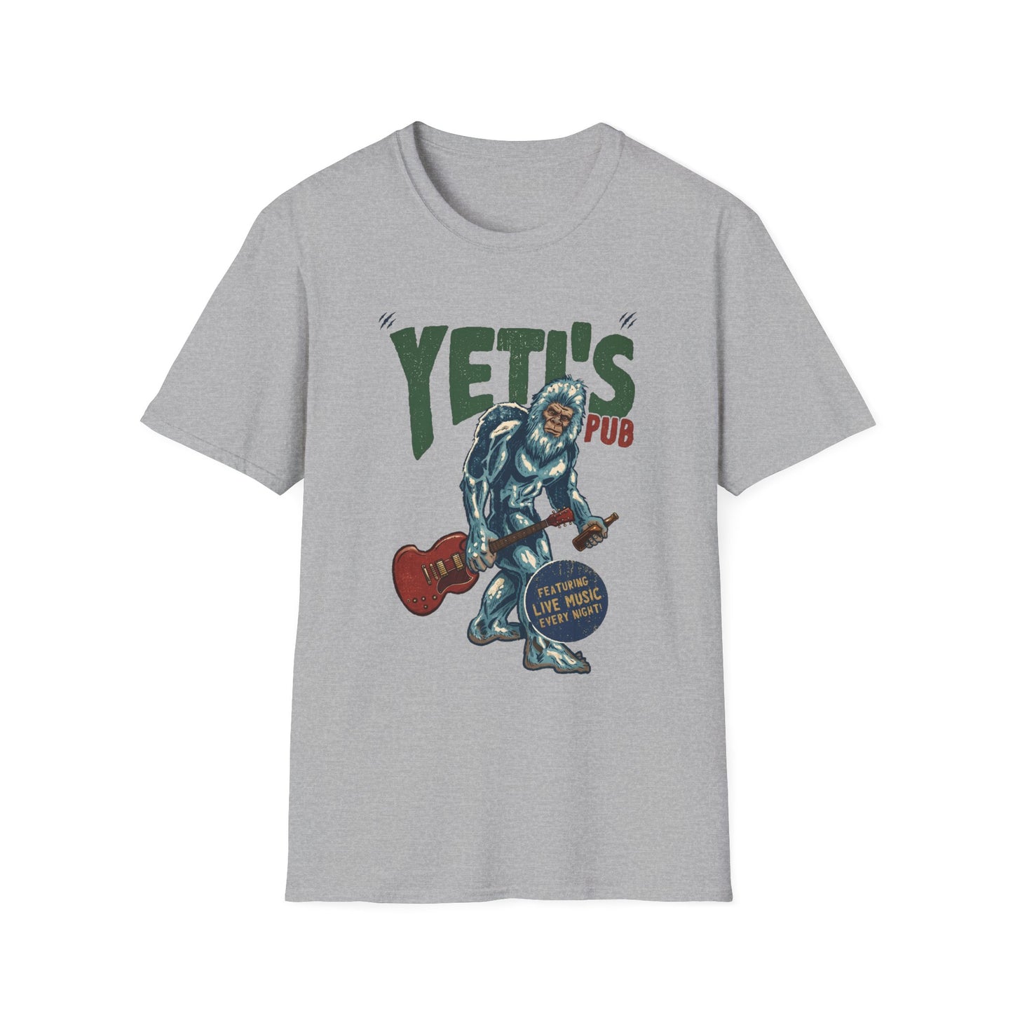 Yeti's Pub Graphic T-Shirt — Vintage Rock Band Snowman Design