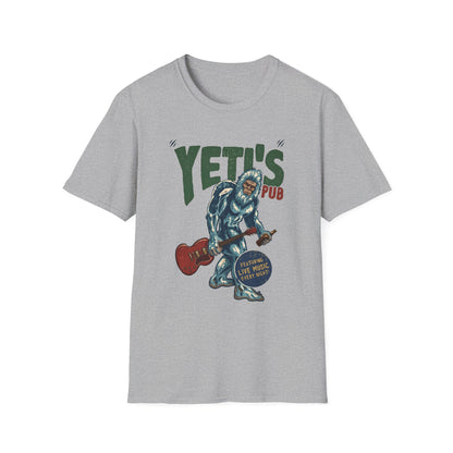 Yeti's Pub Graphic T-Shirt — Vintage Rock Band Snowman Design