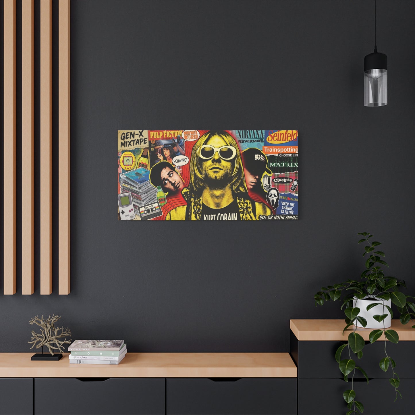 1990's Pop Culture Abstract Canvas Wall Art — Matte Stretched 1.25"