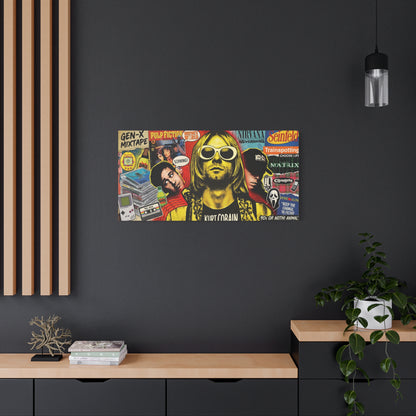 1990's Pop Culture Abstract Canvas Wall Art — Matte Stretched 1.25"