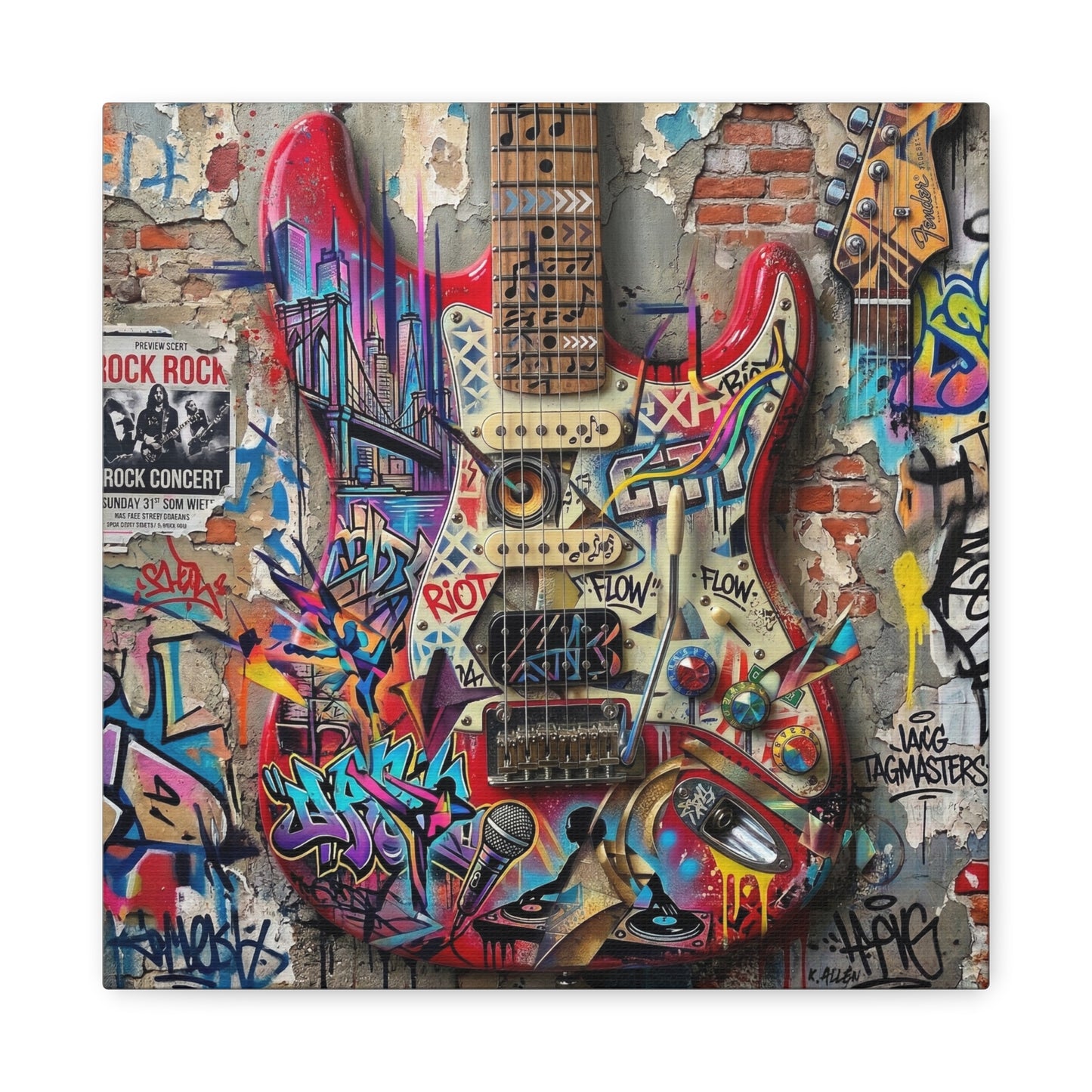 Urban Art Gutair Abstract Canvas Wall Art Print