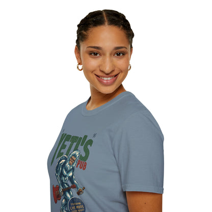 Yeti's Pub Graphic T-Shirt — Vintage Rock Band Snowman Design