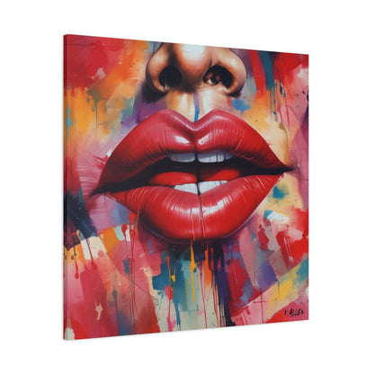 Bold Red Lips Pop Art Canvas — Matte Stretched Wall Art