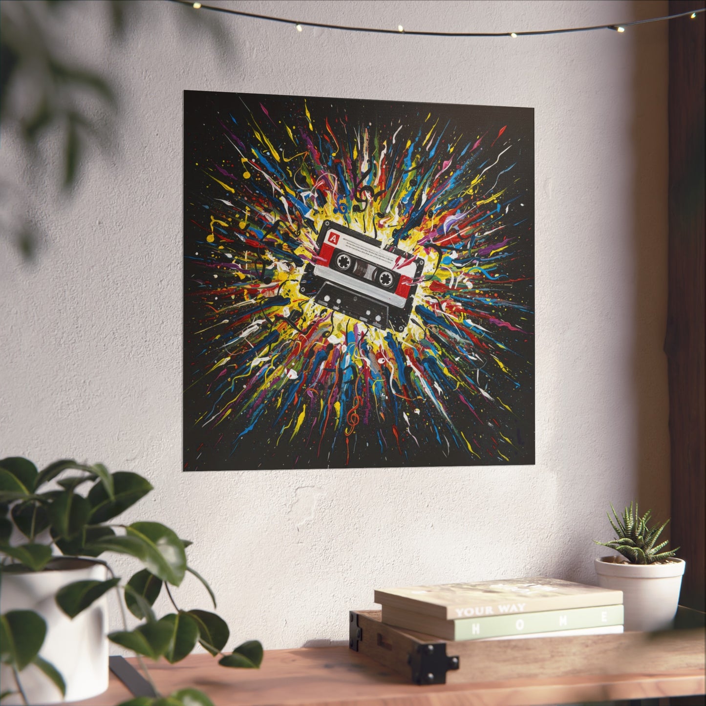Cassette Explosion Fine Art Print — Retro Music Wall Art