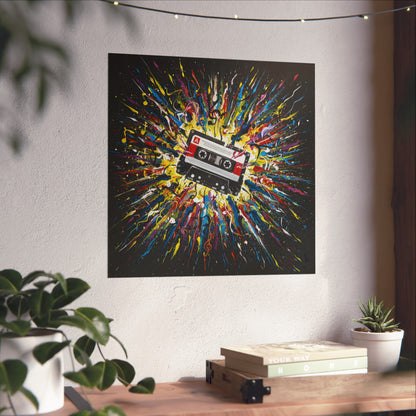 Cassette Explosion Fine Art Print — Retro Music Wall Art
