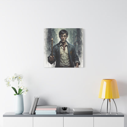Dark Harry Canvas Print — Moody Urban Fantasy Stretched Wall Art