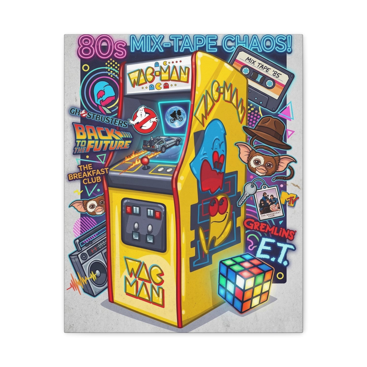 1980's Pop Culture Canvas Wall Art Print