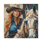 Cowgirl & Horse Collage Matte Canvas Print — Western Collage Art Wall Decor