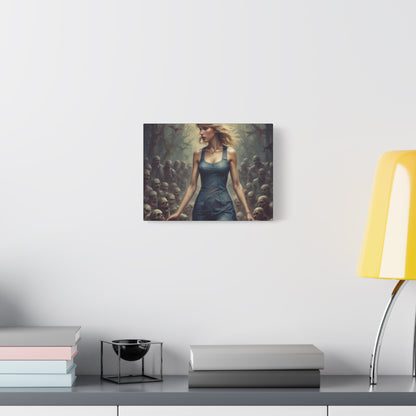 Zombie Swift Horde Canvas Print — Female Survivor Horror Wall Art (Matte Stretched 1.25")