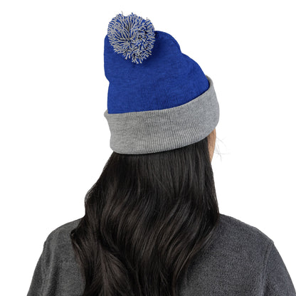 Embroidered Pom-Pom Beanie — "Spitters Are Quitters!" Cozy Winter Hat