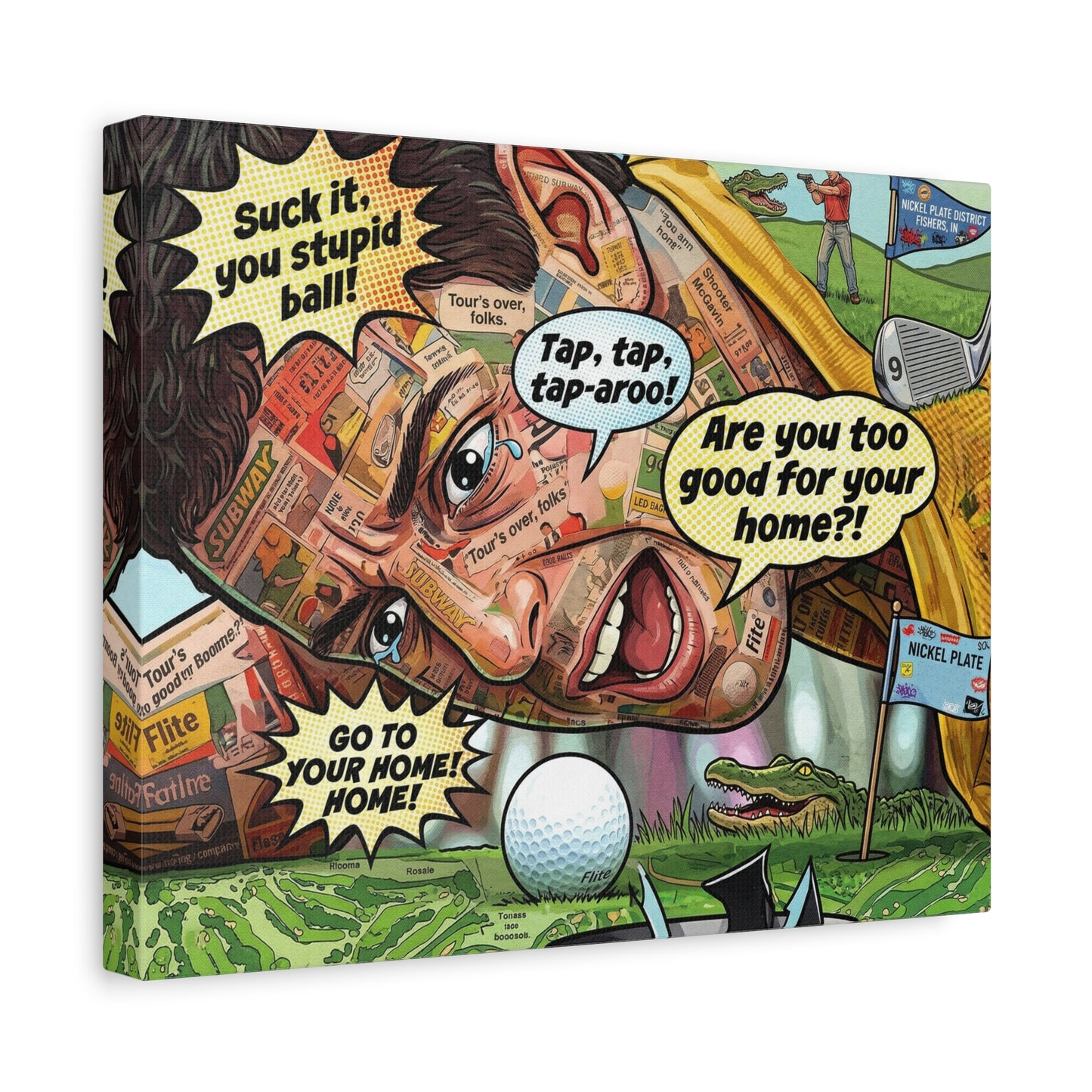 Happy Golf Pop Canvas Art — Matte Stretched Canvas Print