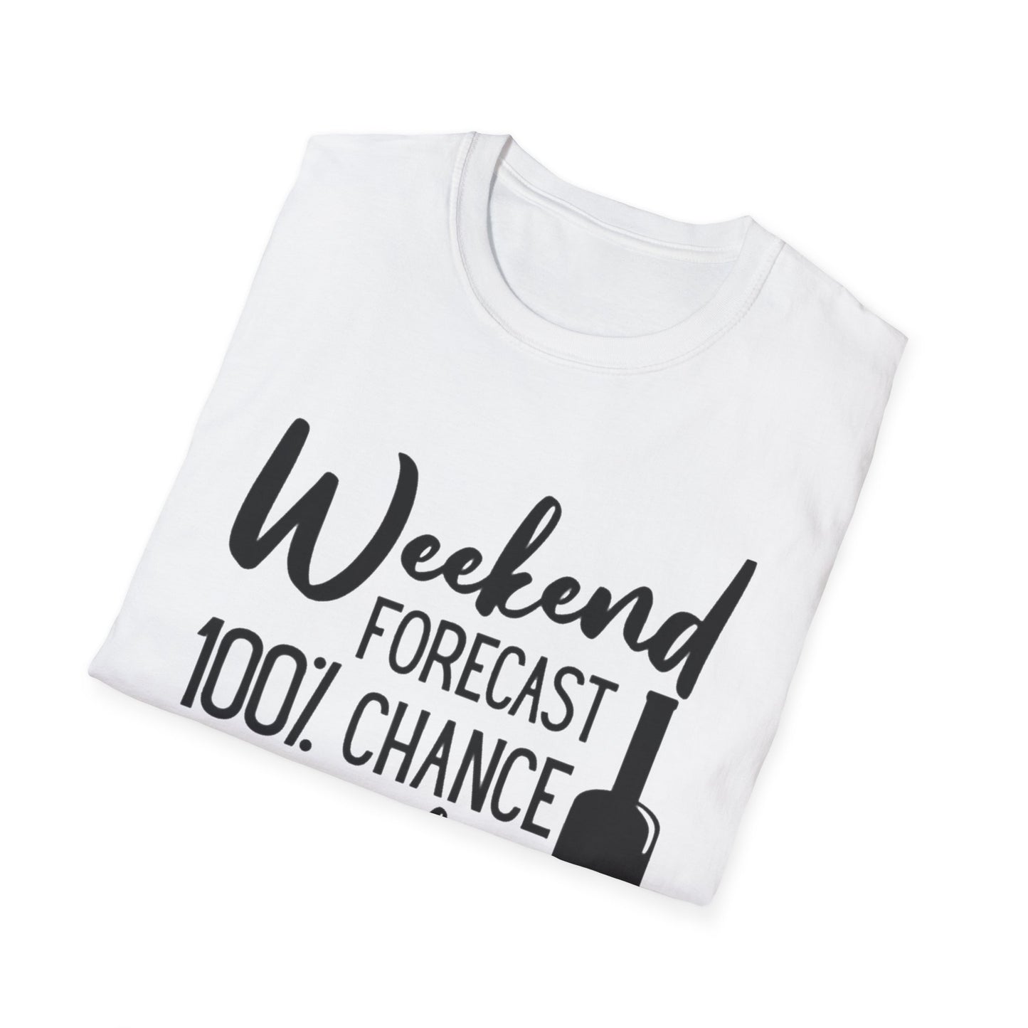 Wine Weekend T-Shirt — "Weekend Forecast 100% Chance of Wine" Graphic Tee