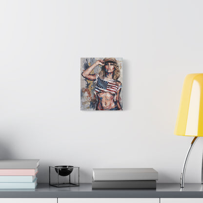 Patriotic Girl American Flag Canvas Print — Matte Stretched Wall Art