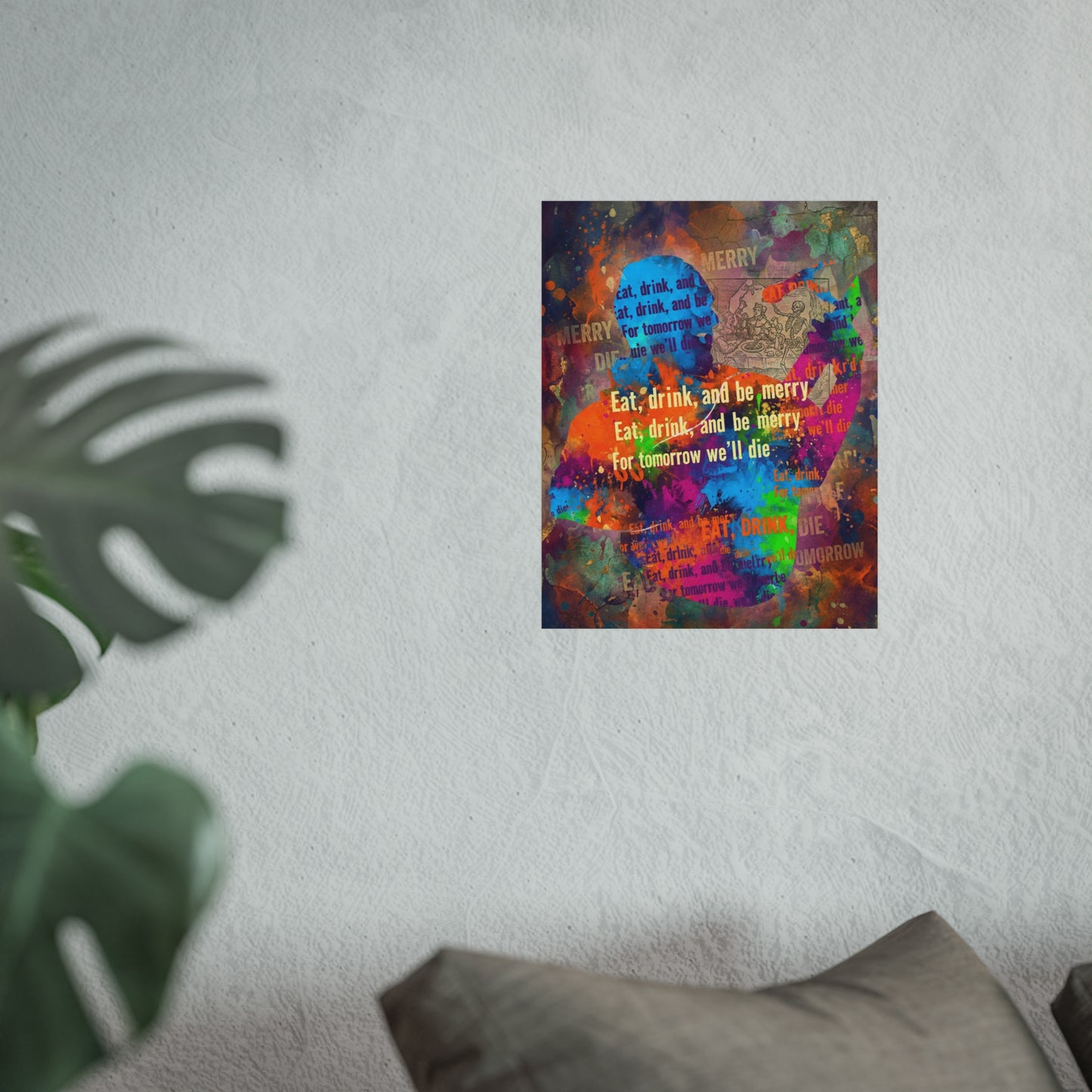 DMB Trippin Billies Art Poster Print — Colorful 'Eat, Drink, and Be Merry' Typographic Art Print
