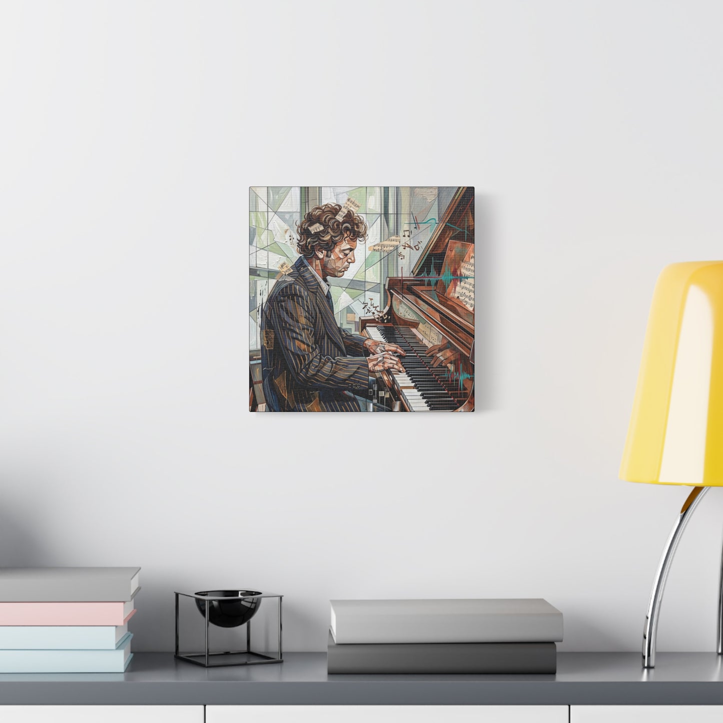 Piano Man Joel Canvas Wall Art — Abstract Character Portrait