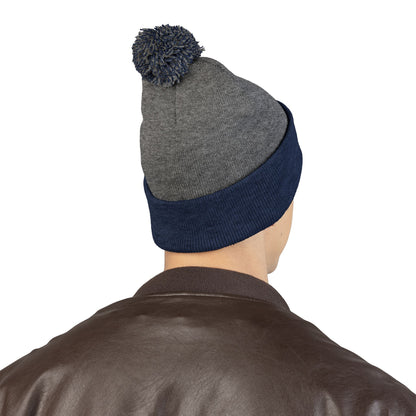 Embroidered Pom-Pom Beanie — "Spitters Are Quitters!" Cozy Winter Hat