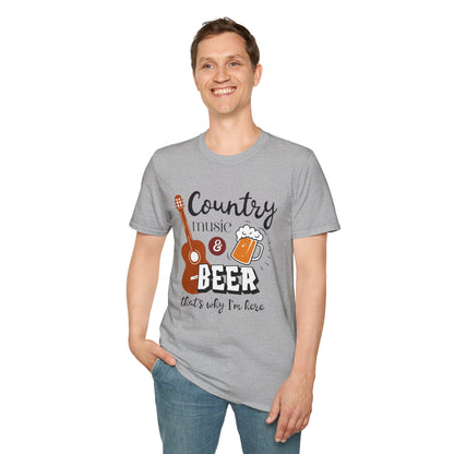 Country Music & Beer T-Shirt — "Country Music & Beer That's Why I'm Here" Graphic Tee
