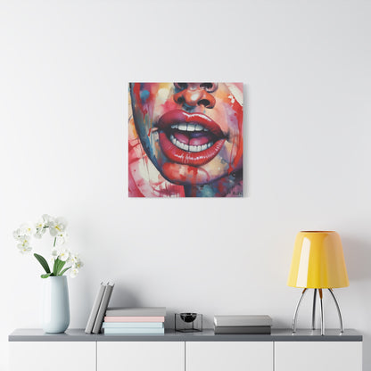Colorful Pop Art Lips Canvas Wall Art – Vibrant Stretched Matte Portrait