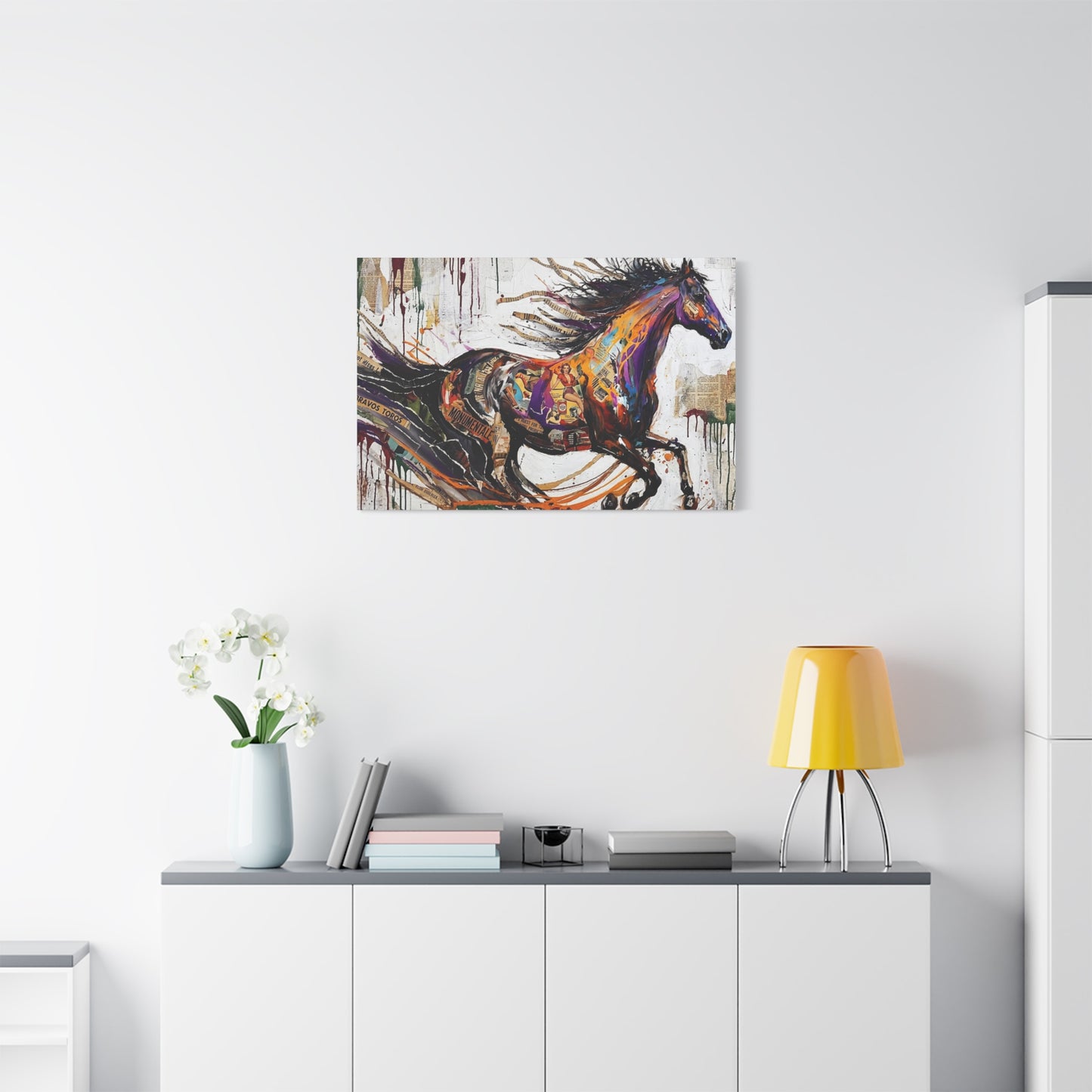 Colorful Galloping Horse Canvas Print — Vibrant Abstract Equestrian Wall Art