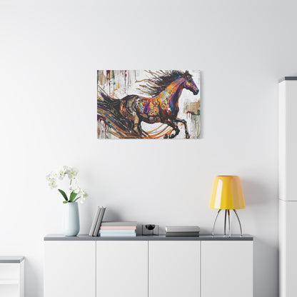 Colorful Galloping Horse Canvas Print — Vibrant Abstract Equestrian Wall Art