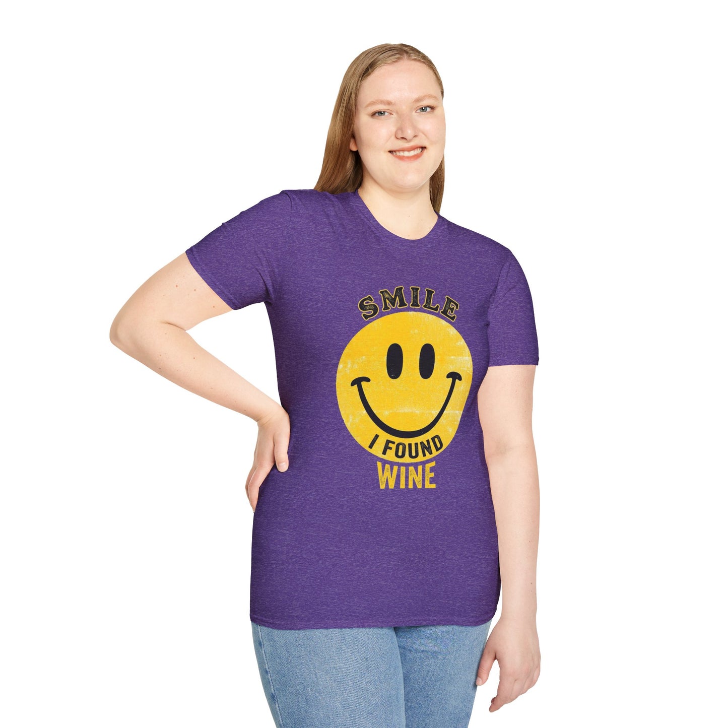 Wine Smile T-Shirt — "Smile I Found Wine" Retro Smiley Tee