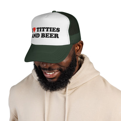 Trucker Hat - "I  Titties and Beer" Funny Novelty Cap