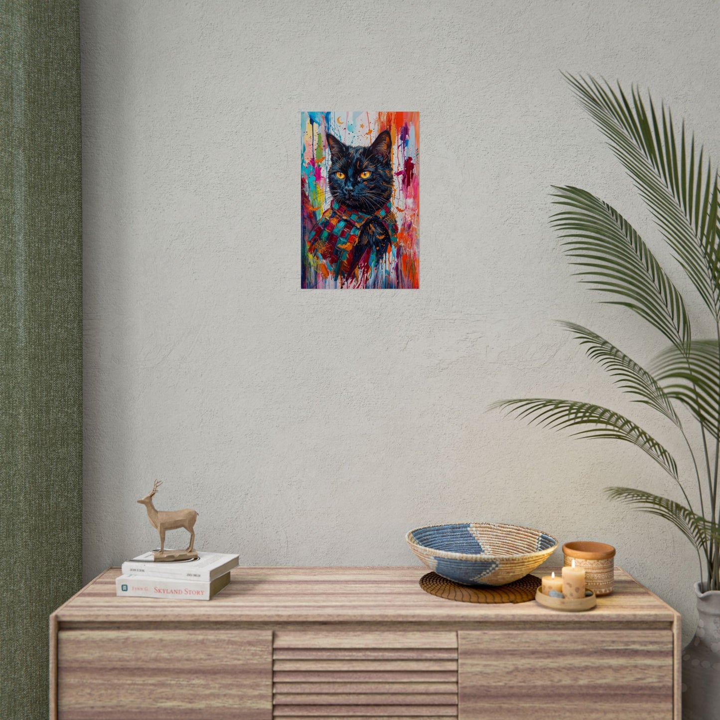 Colorful Cat Poster — Vibrant Black Cat Wall Art (Rolled Poster)