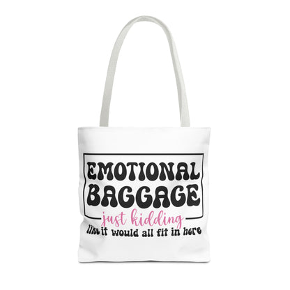 Emotional Baggage Tote Bag — Funny "Emotional Baggage (just kidding)" Reusable Shopper