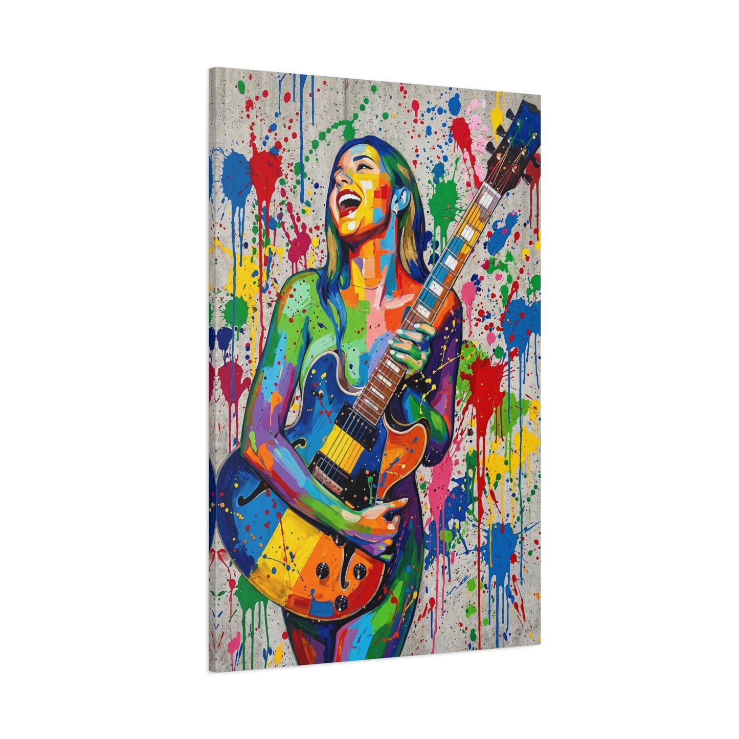 Colorful Guitarist Pop Art Canvas Print — Vibrant Music Wall Art