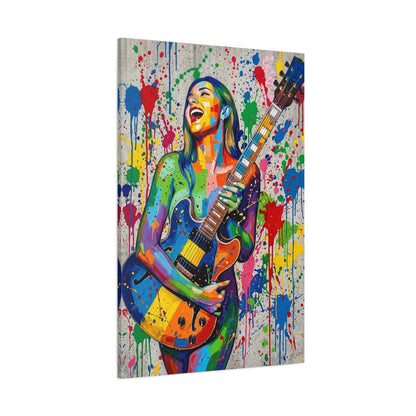 Colorful Guitarist Pop Art Canvas Print — Vibrant Music Wall Art