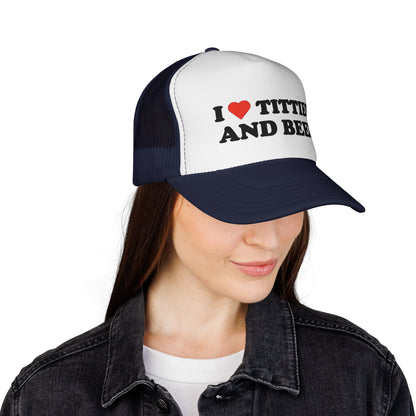 Trucker Hat - "I  Titties and Beer" Funny Novelty Cap
