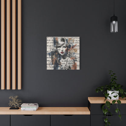 Swift Inspired Matte Stretched Canvas – "I Wake Up; I’m Alive" Mixed-Media Portrait Wall Art