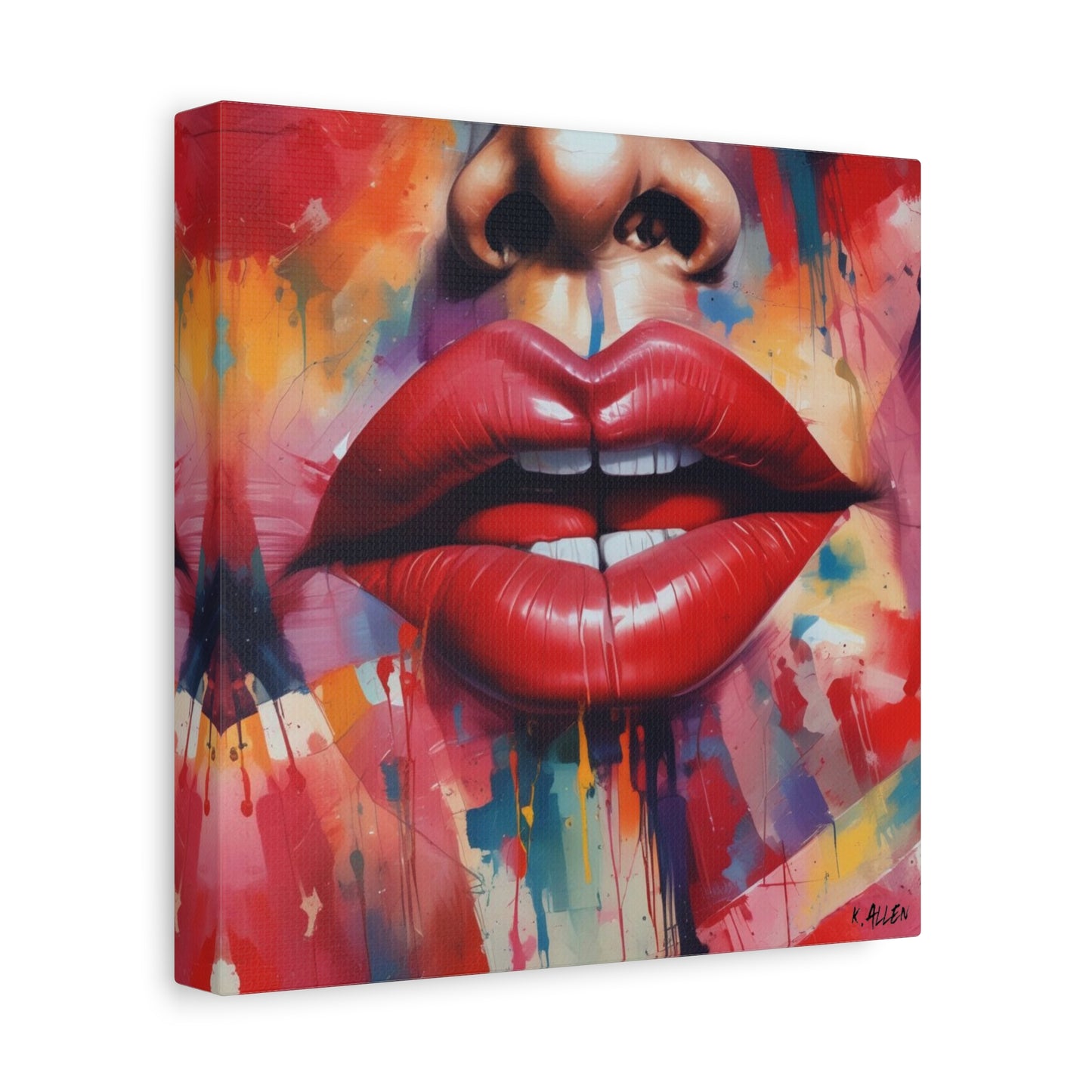 Bold Red Lips Pop Art Canvas — Matte Stretched Wall Art