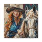 Cowgirl & Horse Collage Matte Canvas Print — Western Collage Art Wall Decor