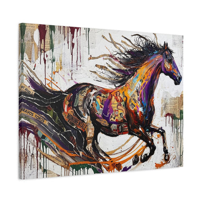 Colorful Galloping Horse Canvas Print — Vibrant Abstract Equestrian Wall Art