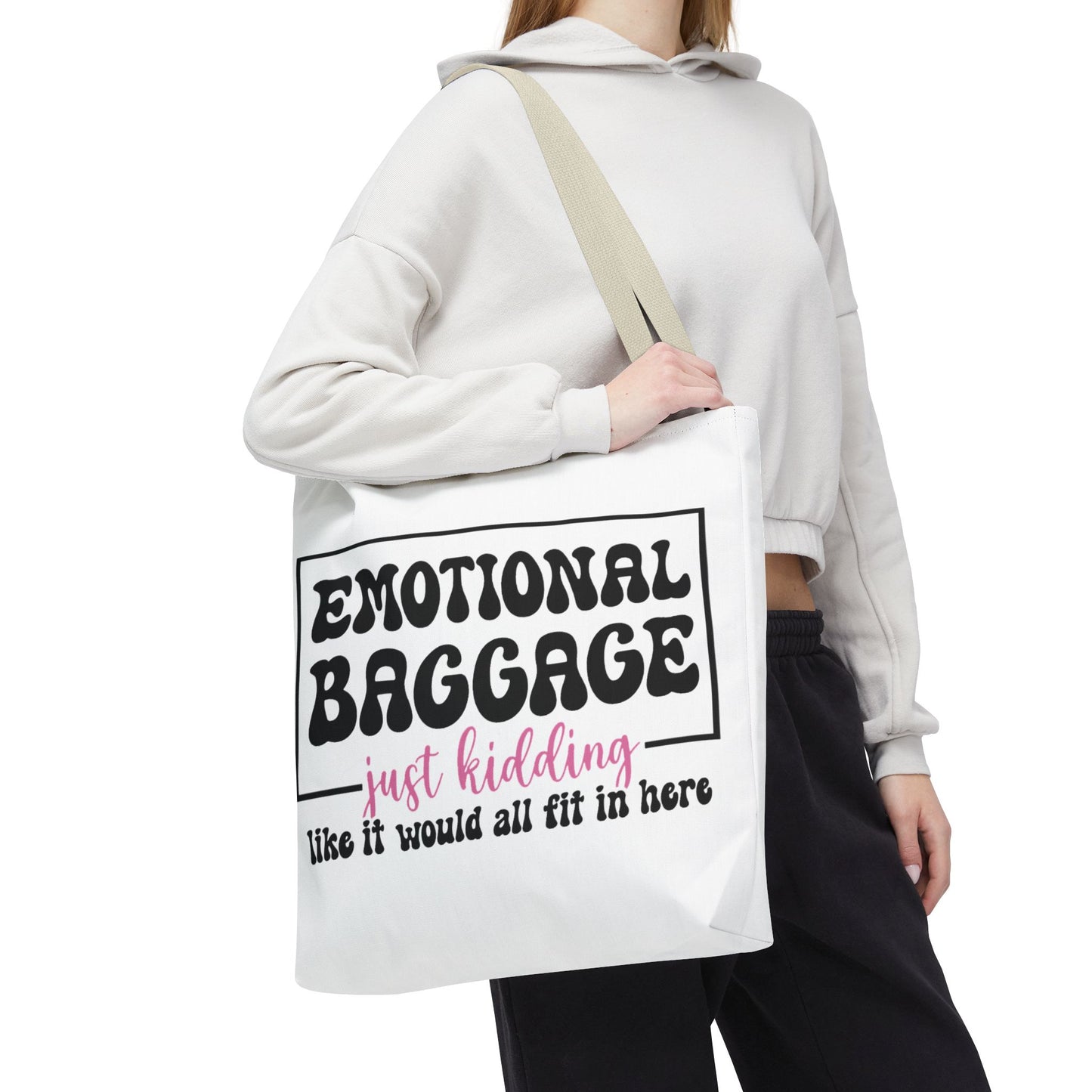 Emotional Baggage Tote Bag — Funny "Emotional Baggage (just kidding)" Reusable Shopper