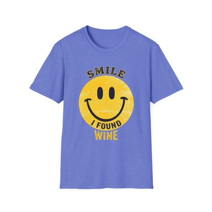Wine Smile T-Shirt — "Smile I Found Wine" Retro Smiley Tee