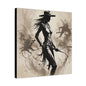 Cowgirl Silhouette Canvas Art – Western Whip Poster on Matte Stretched Canvas