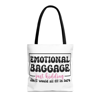Emotional Baggage Tote Bag — Funny "Emotional Baggage (just kidding)" Reusable Shopper